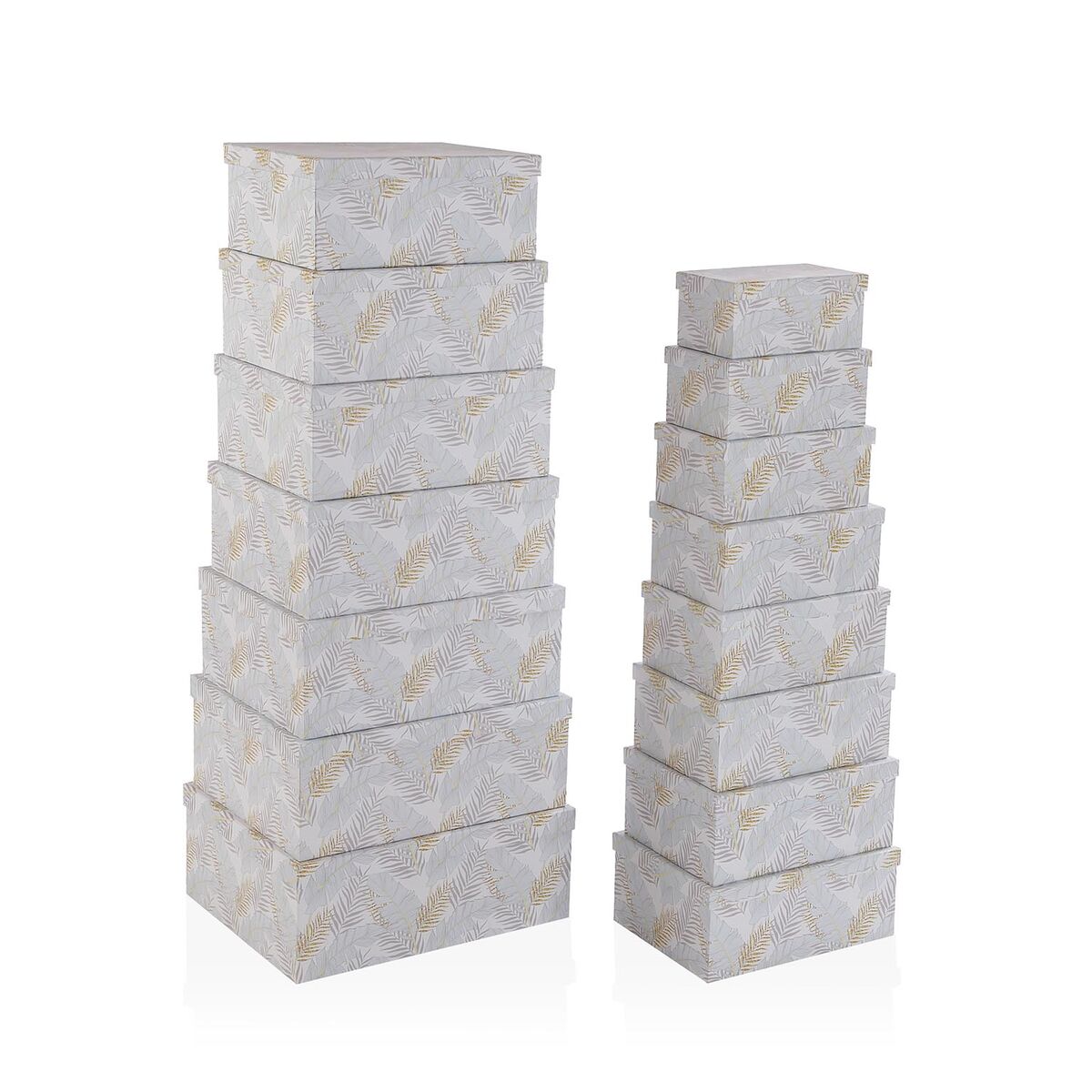 Set of decorative boxes Versa Cardboard Feathers (15 Pieces)