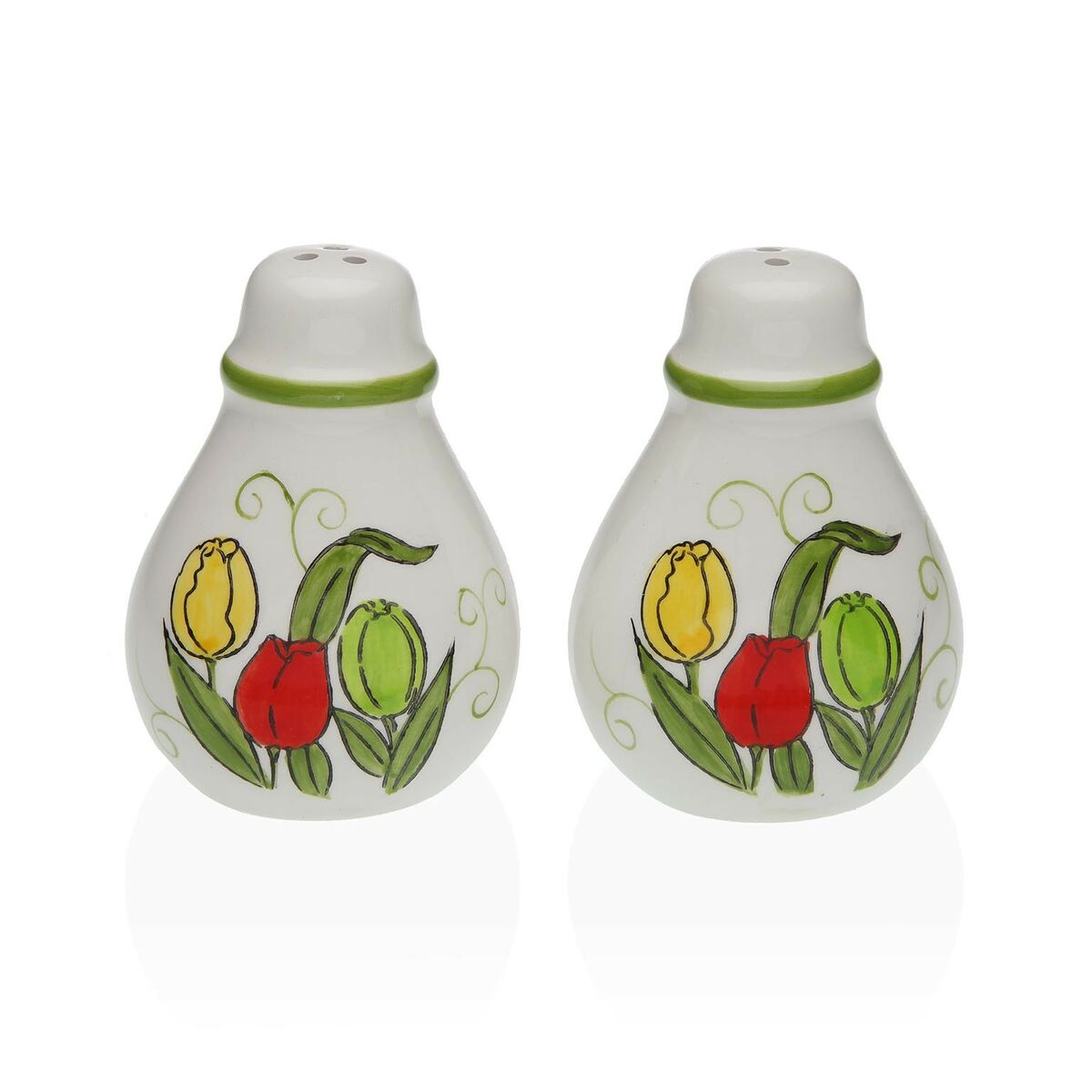 Salt and Pepper Shakers Versa Ceramic Dolomite Tulip 5,5 x 8,5 x 6 cm Salt and Pepper Shakers Versa Ceramic Dolomite Tulip 5,5 x 8,5 x 6 cm