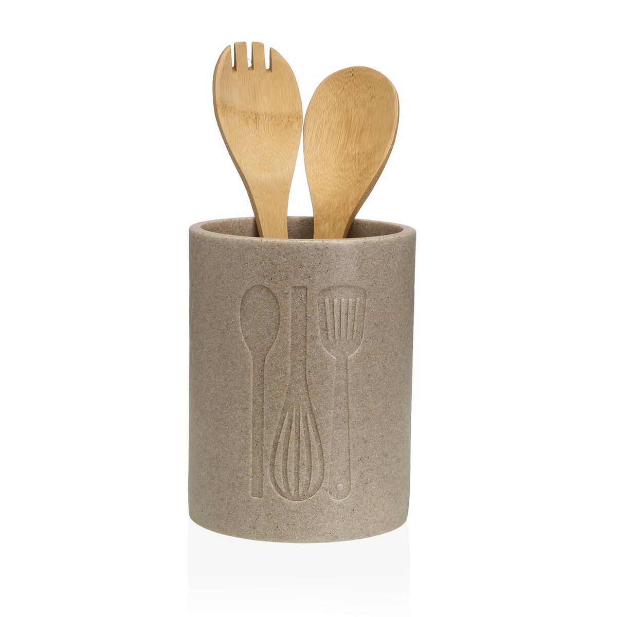 Pot for Kitchen Utensils Versa Resin Ceramic 13 x 17,5 x 13 cm