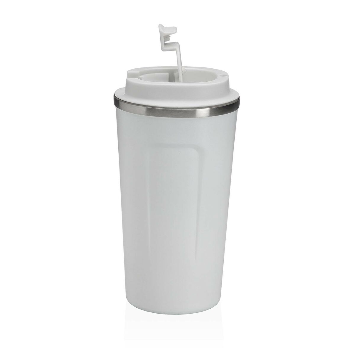 Glass with Lid Versa White Steel polypropylene 510 ml