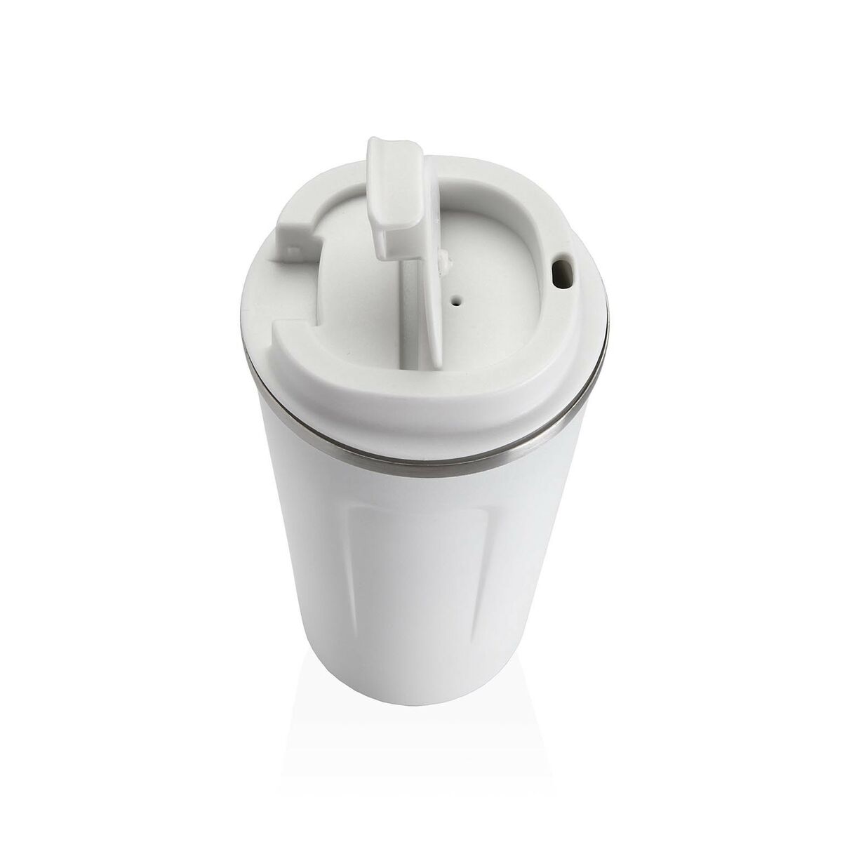 Glass with Lid Versa White Steel polypropylene 510 ml