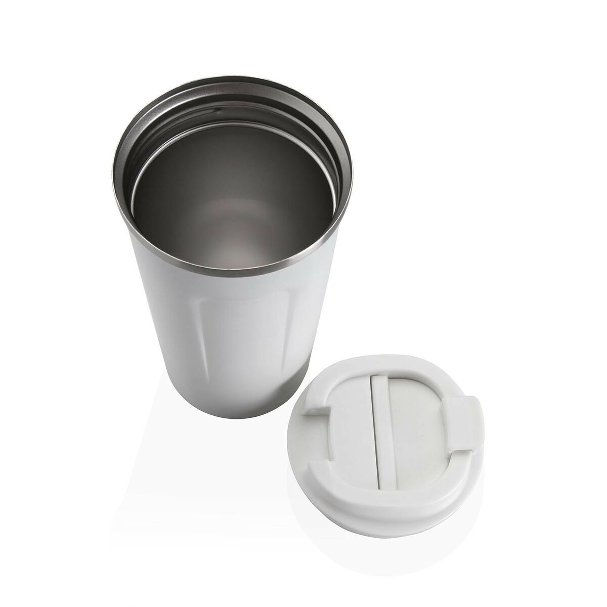 Glass with Lid Versa White Steel polypropylene 510 ml