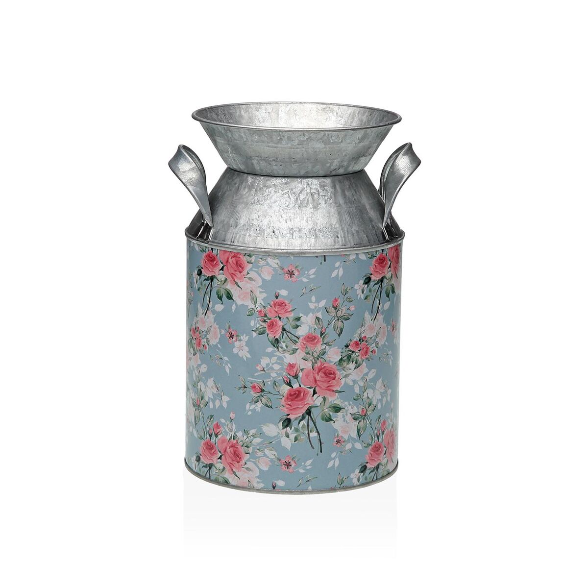 Vase Versa Blue Metal Flowers 13 x 15,5 x 21 cm