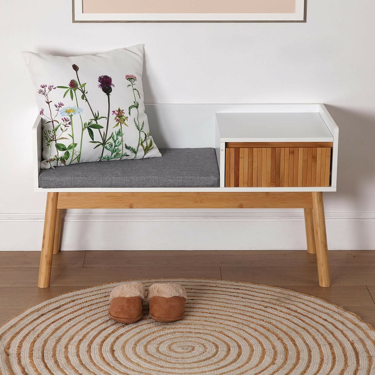 Shoehorn Versa Bamboo Textile MDF Wood 40 x 55 x 100 cm