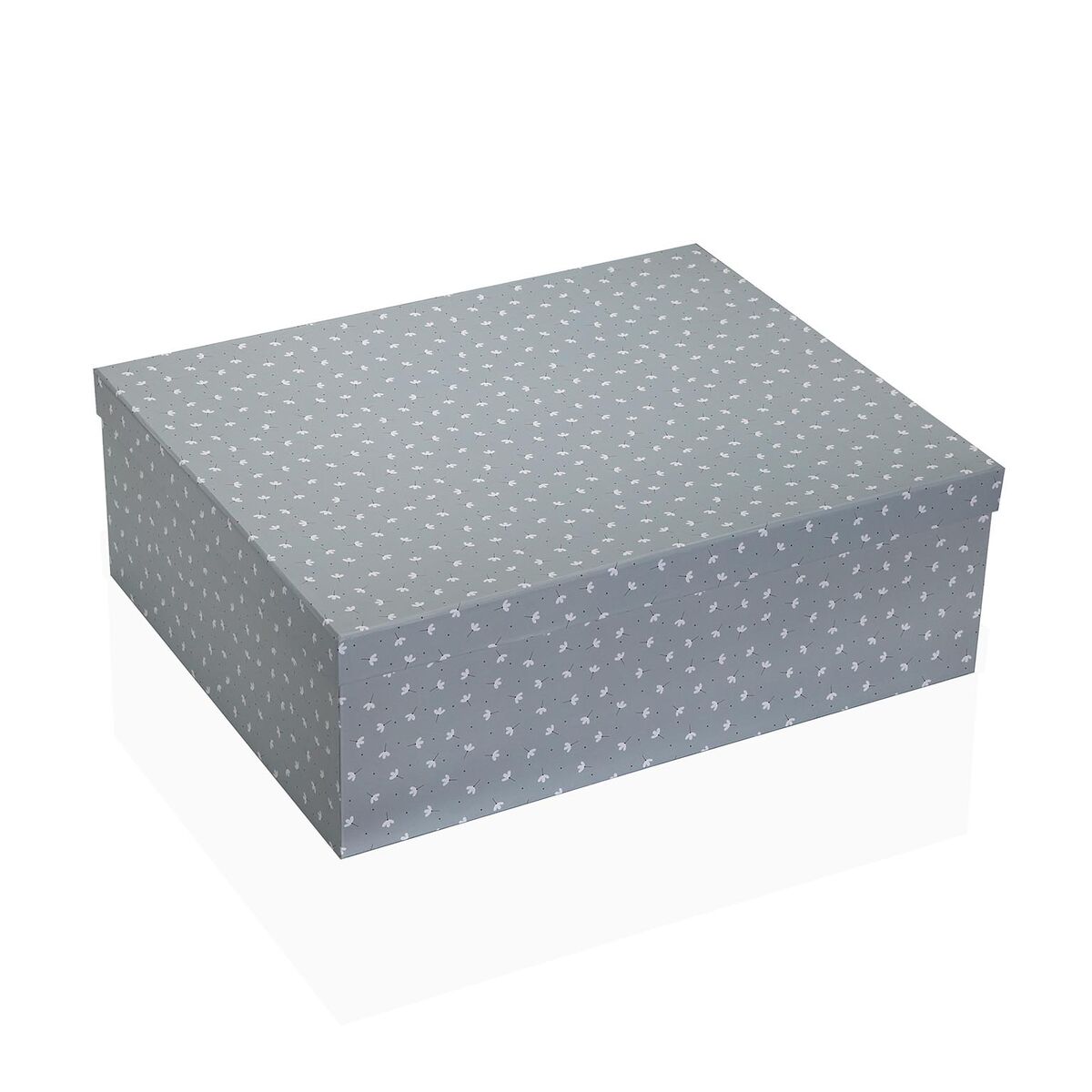 Set of decorative boxes Versa Grey Cardboard Flowers (15 Pieces)