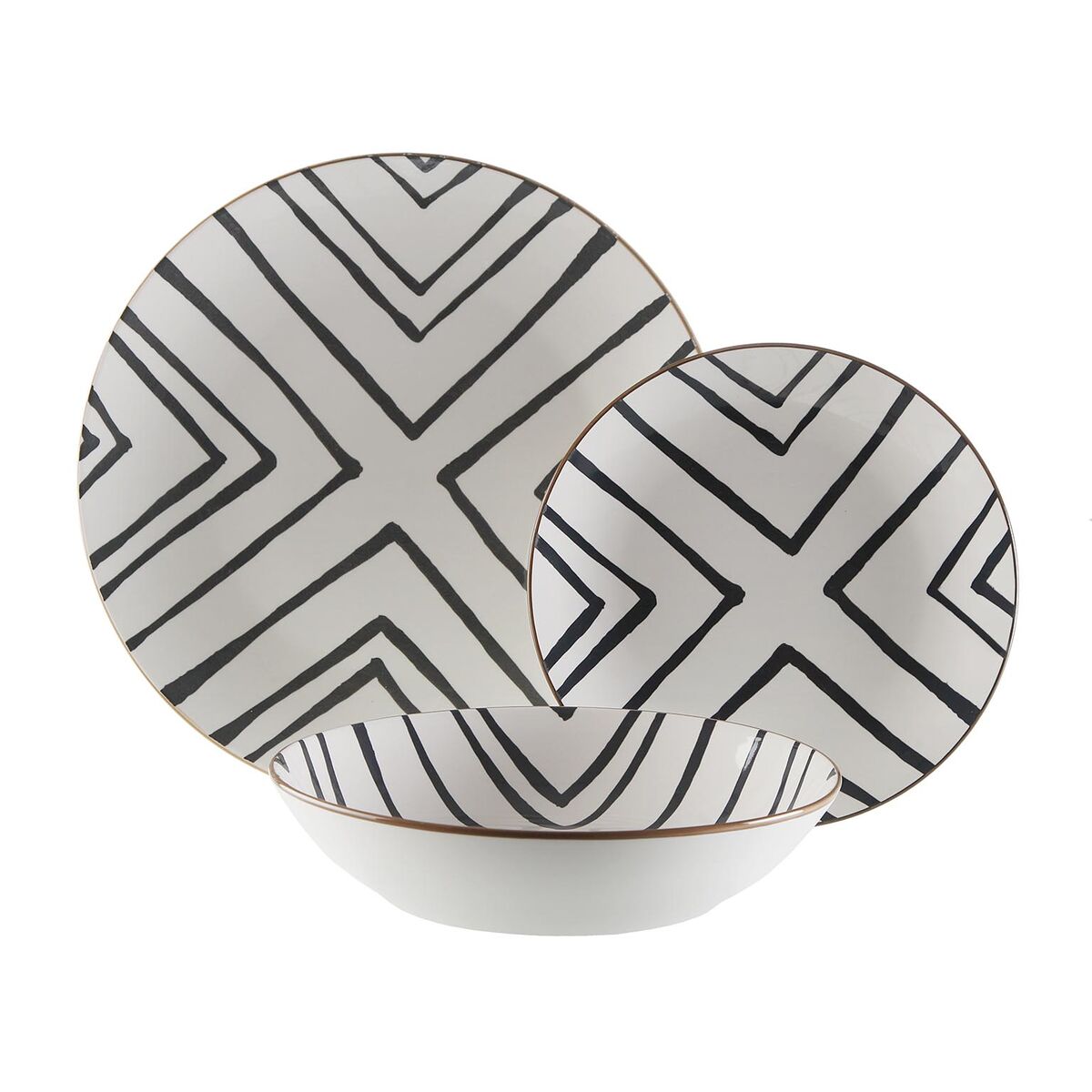 Tableware Versa Grey Porcelain 18 Pieces
