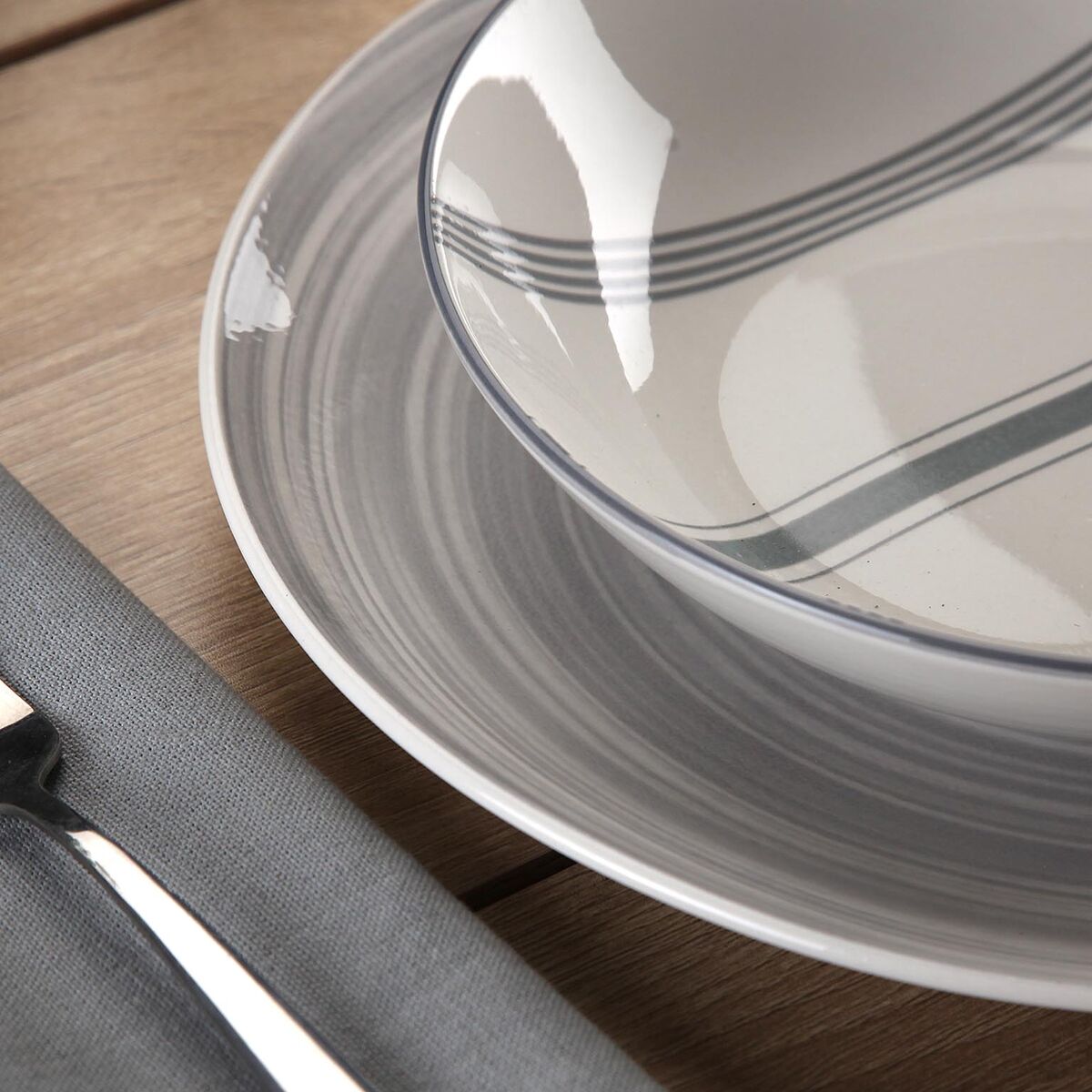 Tableware Versa VORTEX  Grey Porcelain 18 Pieces
