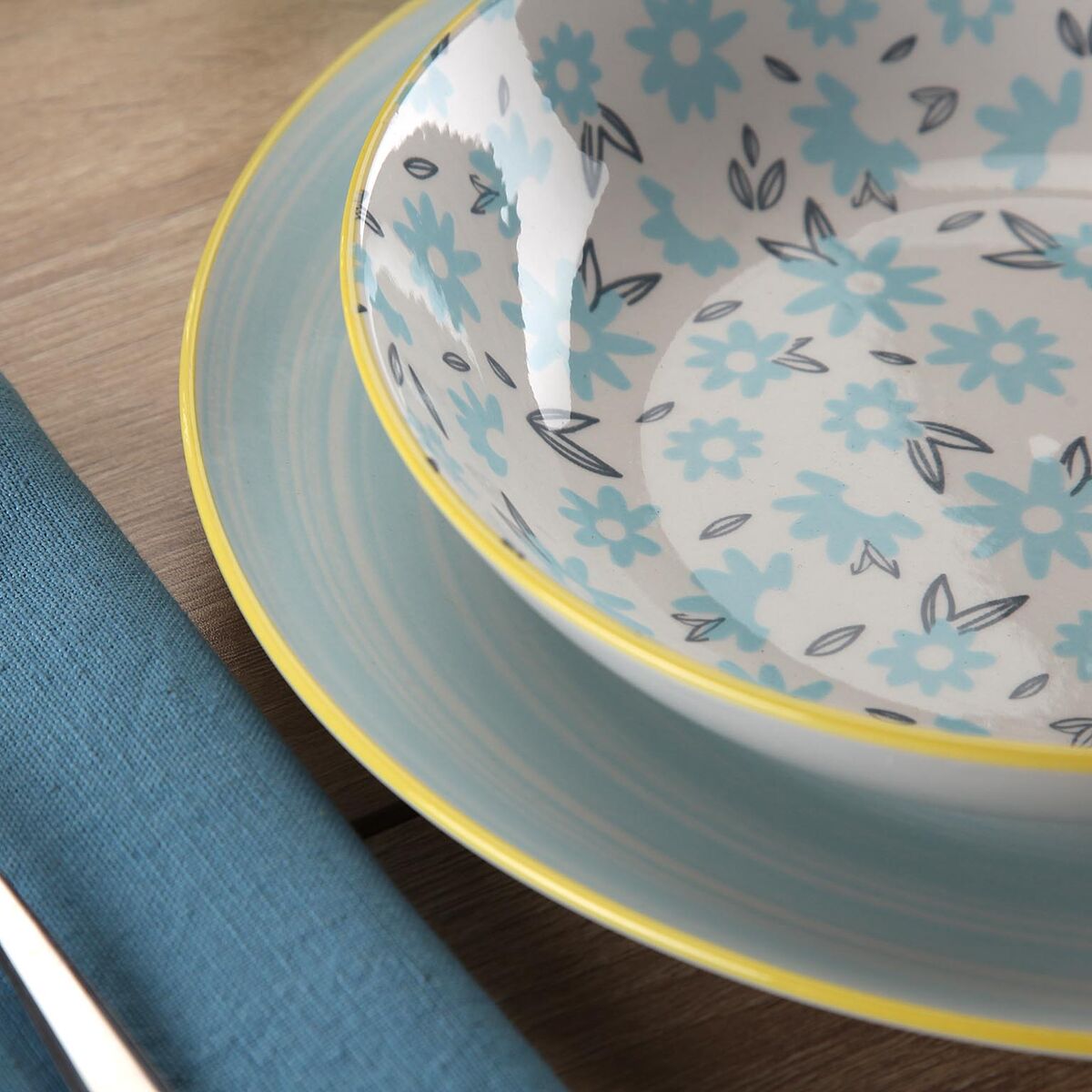 Tableware Versa BREEZE  Blue Porcelain 18 Pieces