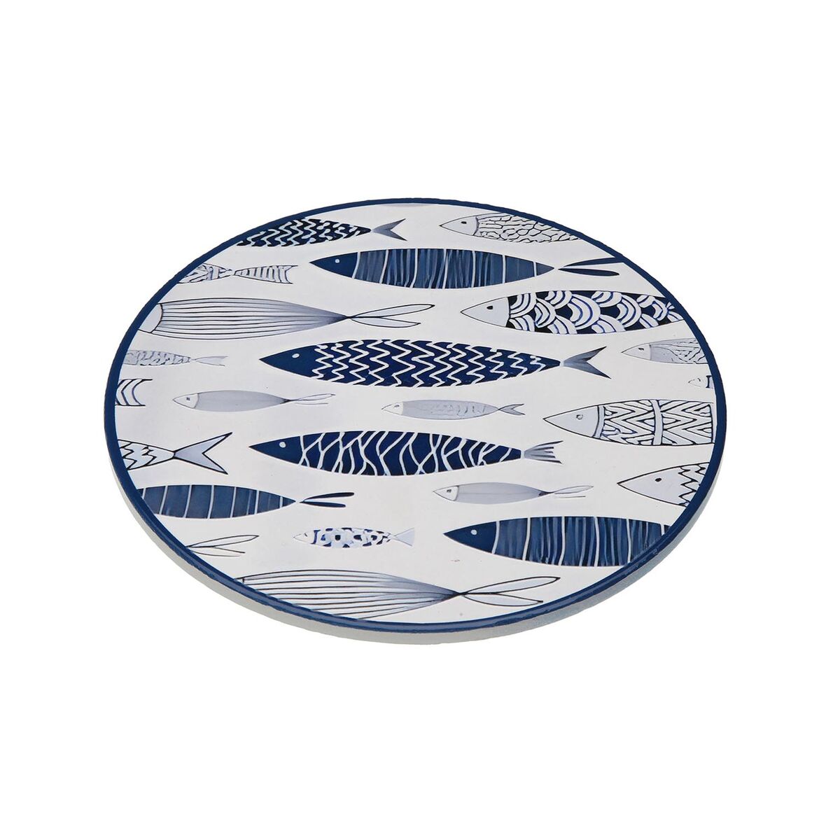 Table Mat Versa Blue Cork Ceramic Fish 20 X 0,6 X 20 CM
