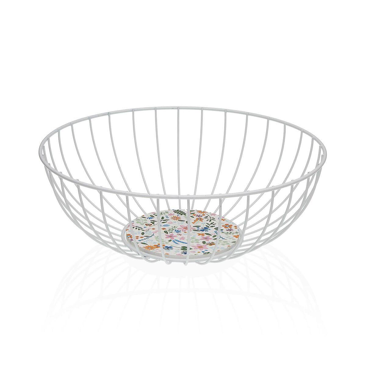 Multi-purpose basket Versa White Metal Steel MDF Wood 28 x 11 x 28 cm