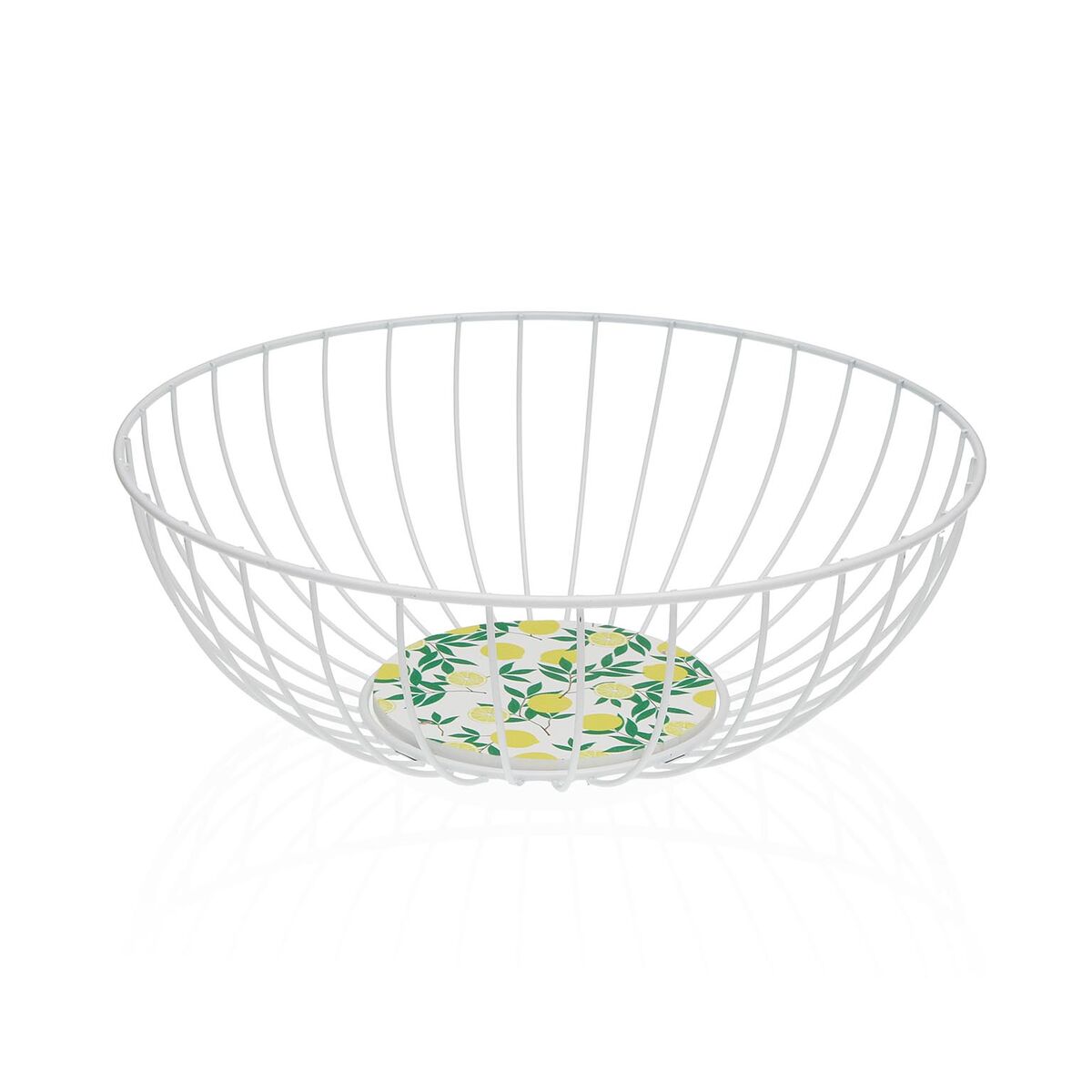 Multi-purpose basket Versa White Metal Steel MDF Wood 28 x 11 x 28 cm