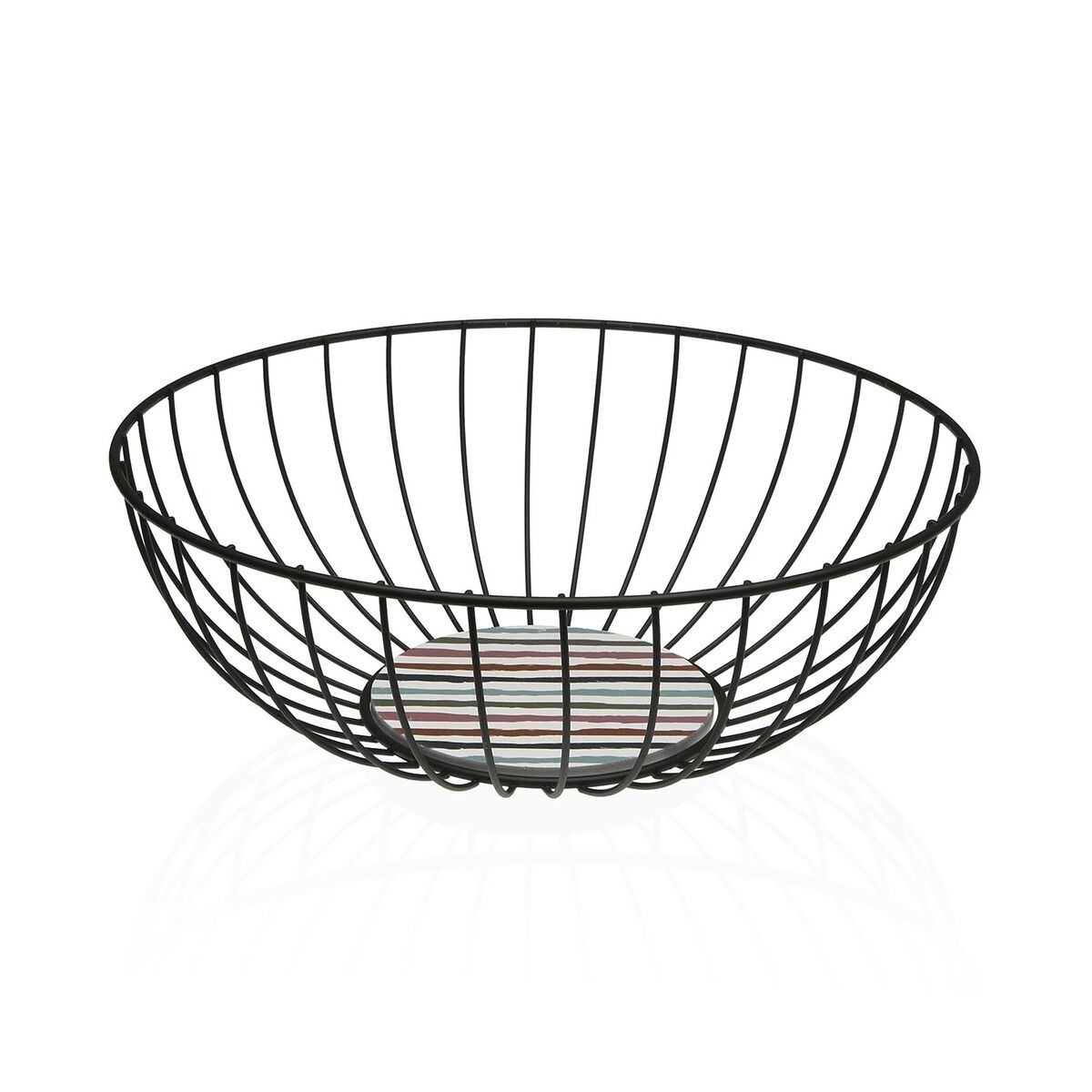 Multi-purpose basket Versa Black Metal Steel MDF Wood 28 x 11 x 28 cm