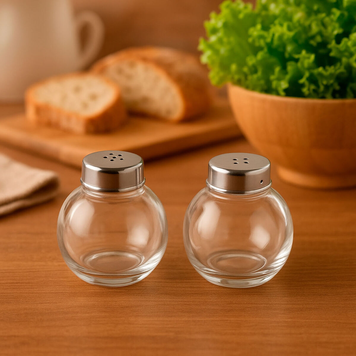 Salt and Pepper Shakers Versa Metal Crystal