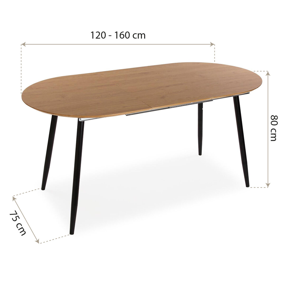 Dining Table Versa DOINYO  Black Metal MDF Wood 80 x 75 x 160 cm