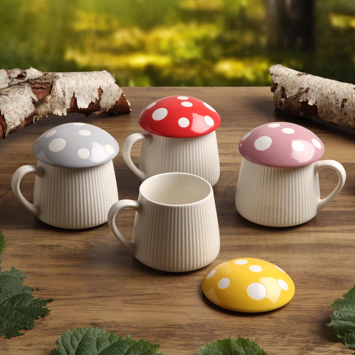Cup with lid Versa Grey Mushroom