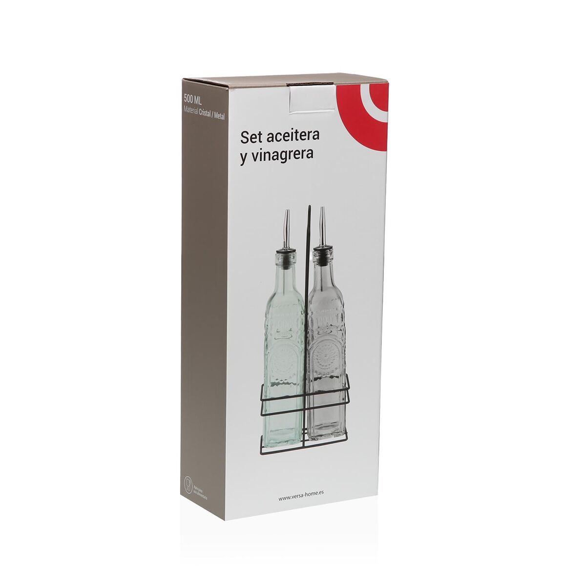 Oil and Vinegar Set Versa Metal Glass 500 ml 7,2 X 32,5 X 13,7 CM