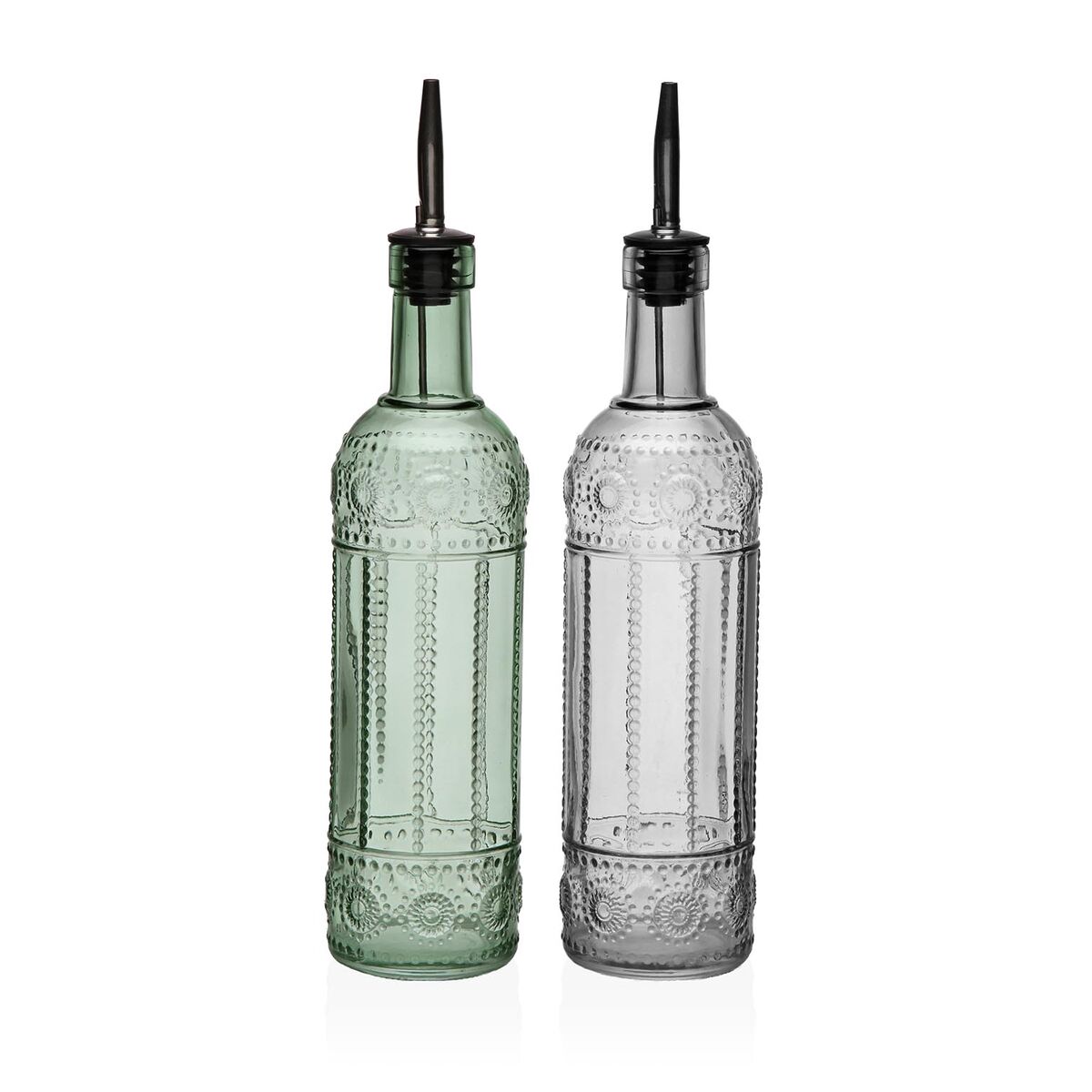 Oil and Vinegar Set Versa Metal Glass 500 ml 7,5 X 33,5 X 15,5 CM