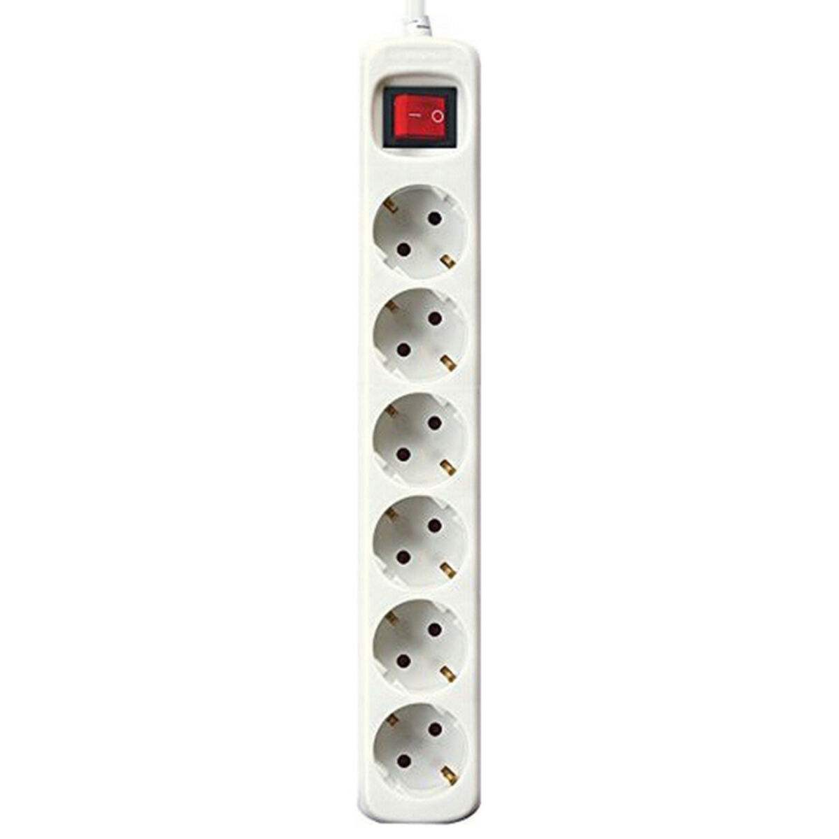 Power Socket – 6 Sockets with Switch Silver Electronics White