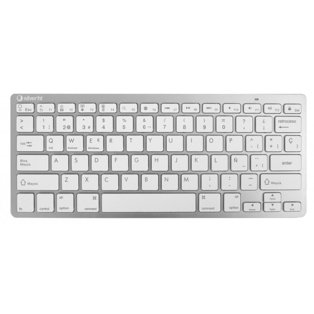 Keyboard Silver HT Teclado Inalmbrico Colors Edition – Blanco Spanish Qwerty Silver Keyboard Silver HT Teclado Inalmbrico Colors Edition – Blanco Spanish Qwerty Silver