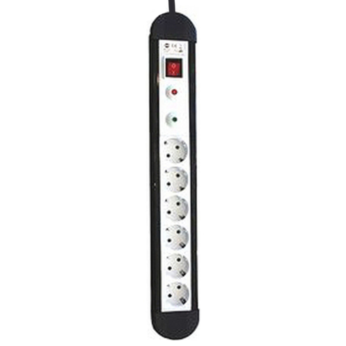 Power Socket – 6 Sockets with Switch Silver Electronics 49646 3680W Black