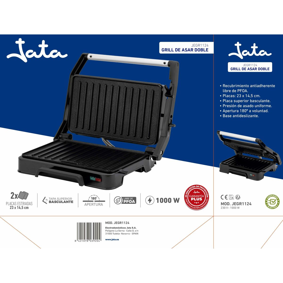 Grill JATA JEGR1124 Black 1000 W Grill JATA JEGR1124 Black 1000 W