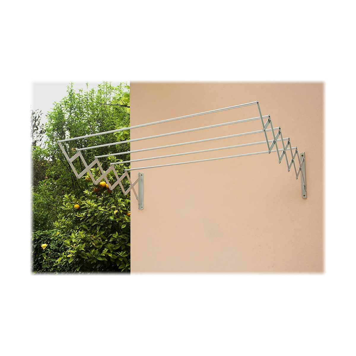 Retractable Clothes Line 120 x 70 x 23 cm Steel White Epoxi Retractable Clothes Line 120 x 70 x 23 cm Steel White Epoxi