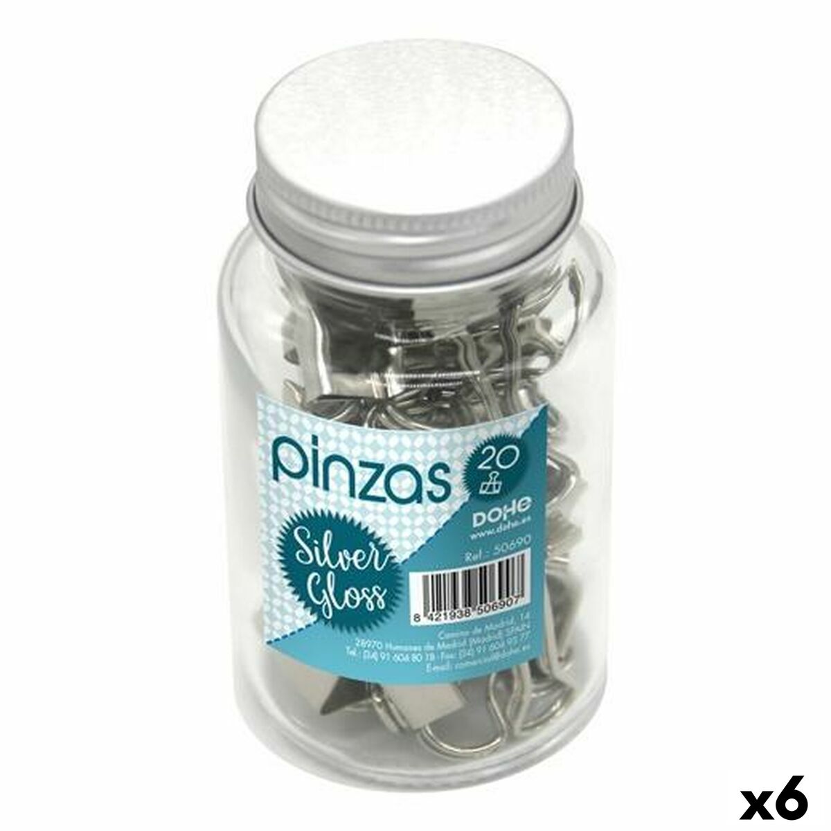 Clamps DOHE SILVER GLOSS Silver Metal 19 mm 20 Pieces (6 Units) Clamps DOHE SILVER GLOSS Silver Metal 19 mm 20 Pieces (6 Units)