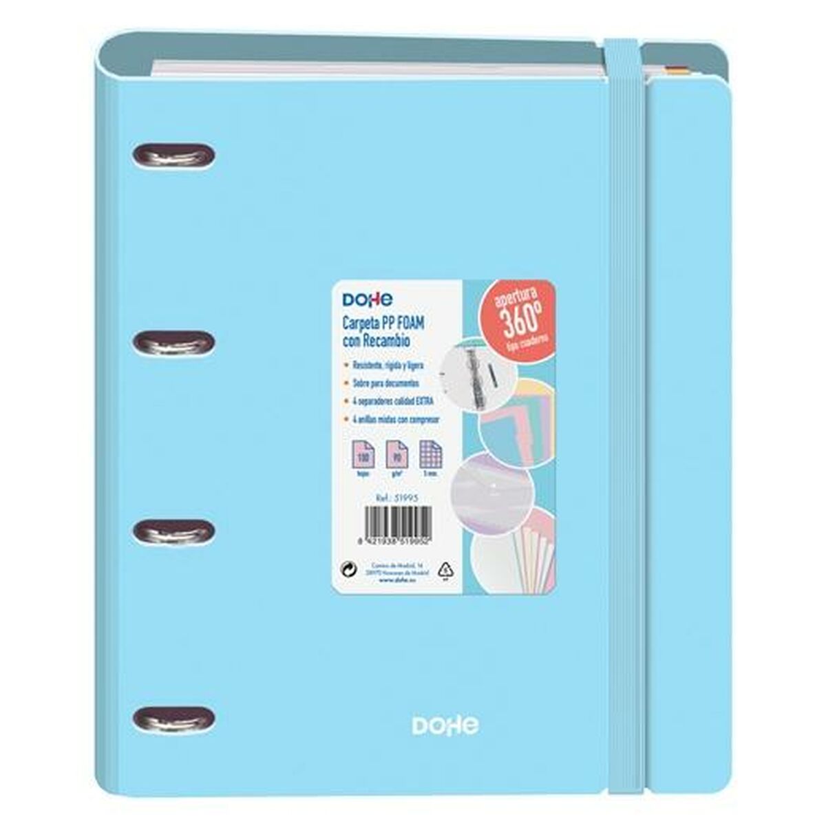 Ring binder DOHE Pastel Blue A4 (12 Units)