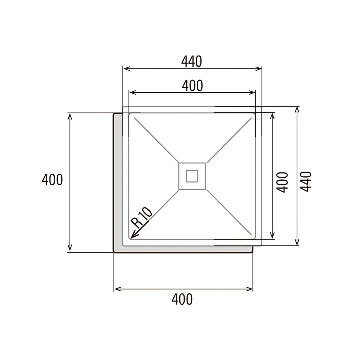 Sink with One Basin Cata CB4040R10 Steel