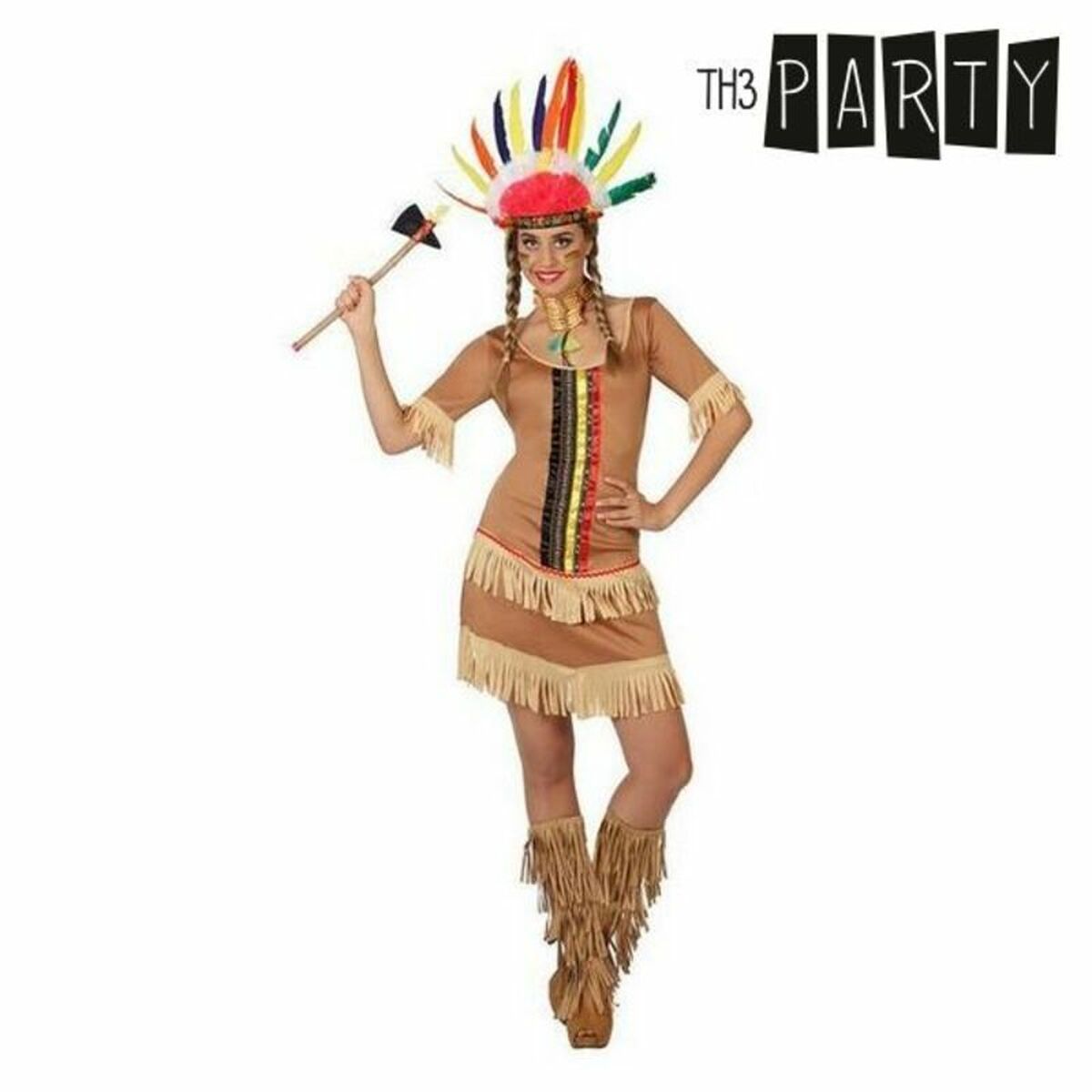 Costume for Adults Th3 Party Brown American Indian (1 Piece) Costume for Adults Th3 Party Brown American Indian (1 Piece)