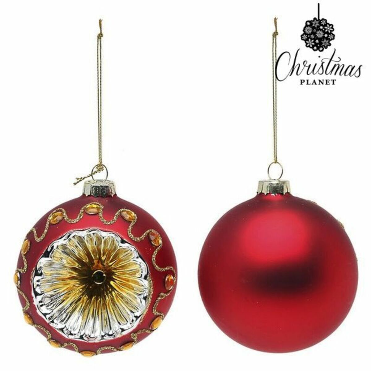 Christmas Baubles 8 cm (2 uds) Crystal Red Christmas Baubles 8 cm (2 uds) Crystal Red