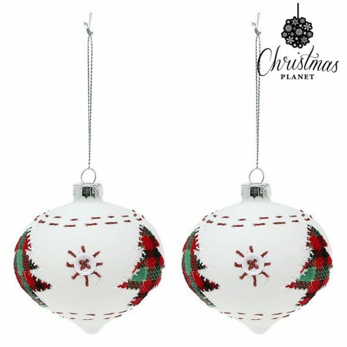 Christmas Baubles 8 cm (2 uds) Crystal White Christmas Baubles 8 cm (2 uds) Crystal White