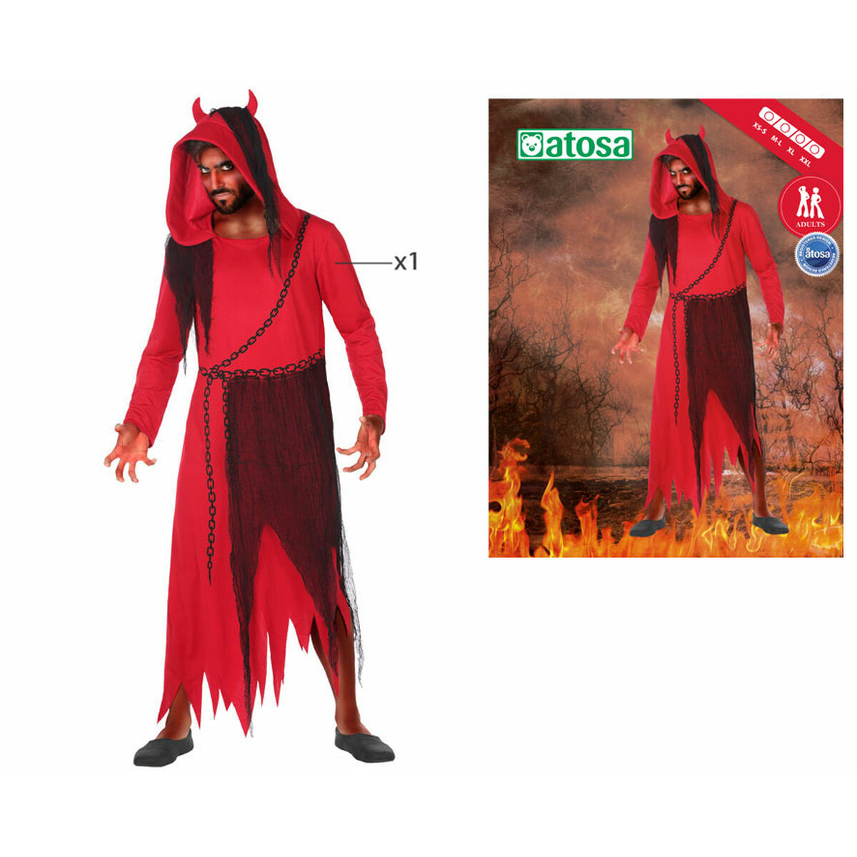 Costume for Adults Red Male Demon XL (1 Piece)