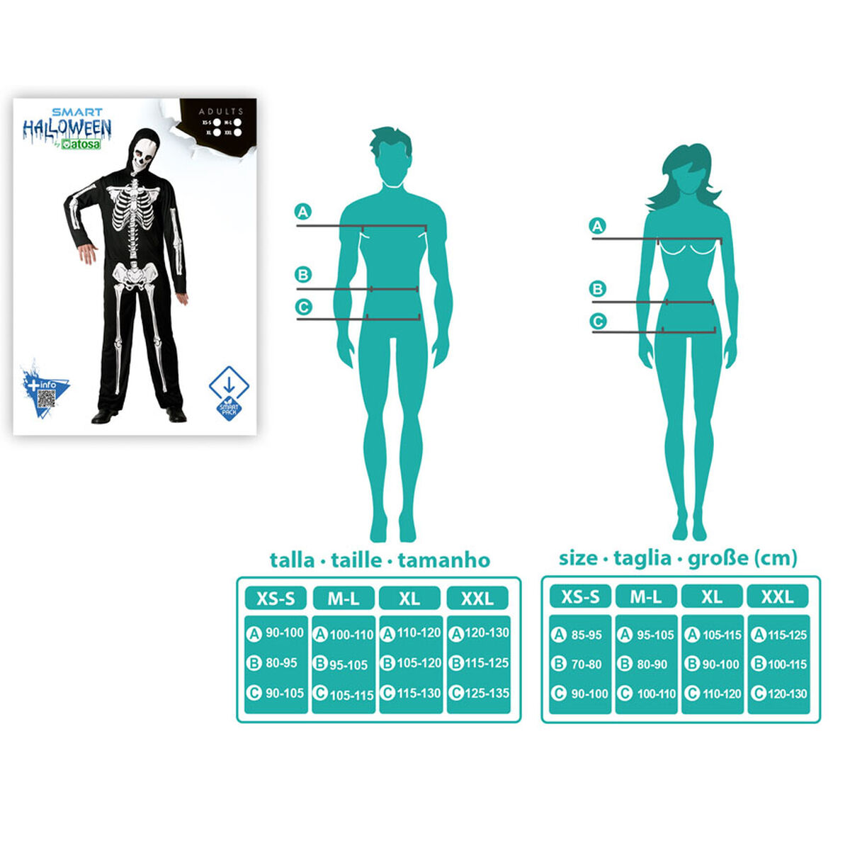 Costume for Adults Black Skeleton M/L
