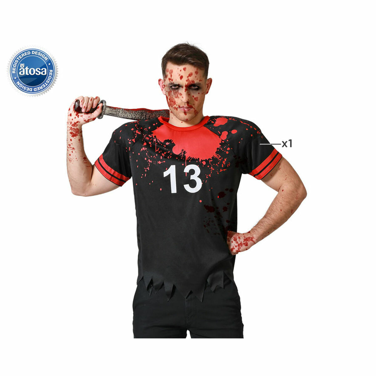 Costume for Adults Black Bloody Rugby (1 Piece) Costume for Adults Black Bloody Rugby (1 Piece)