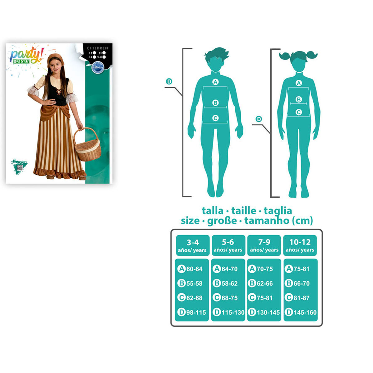 Costume for Children Waitress 7-9 Years