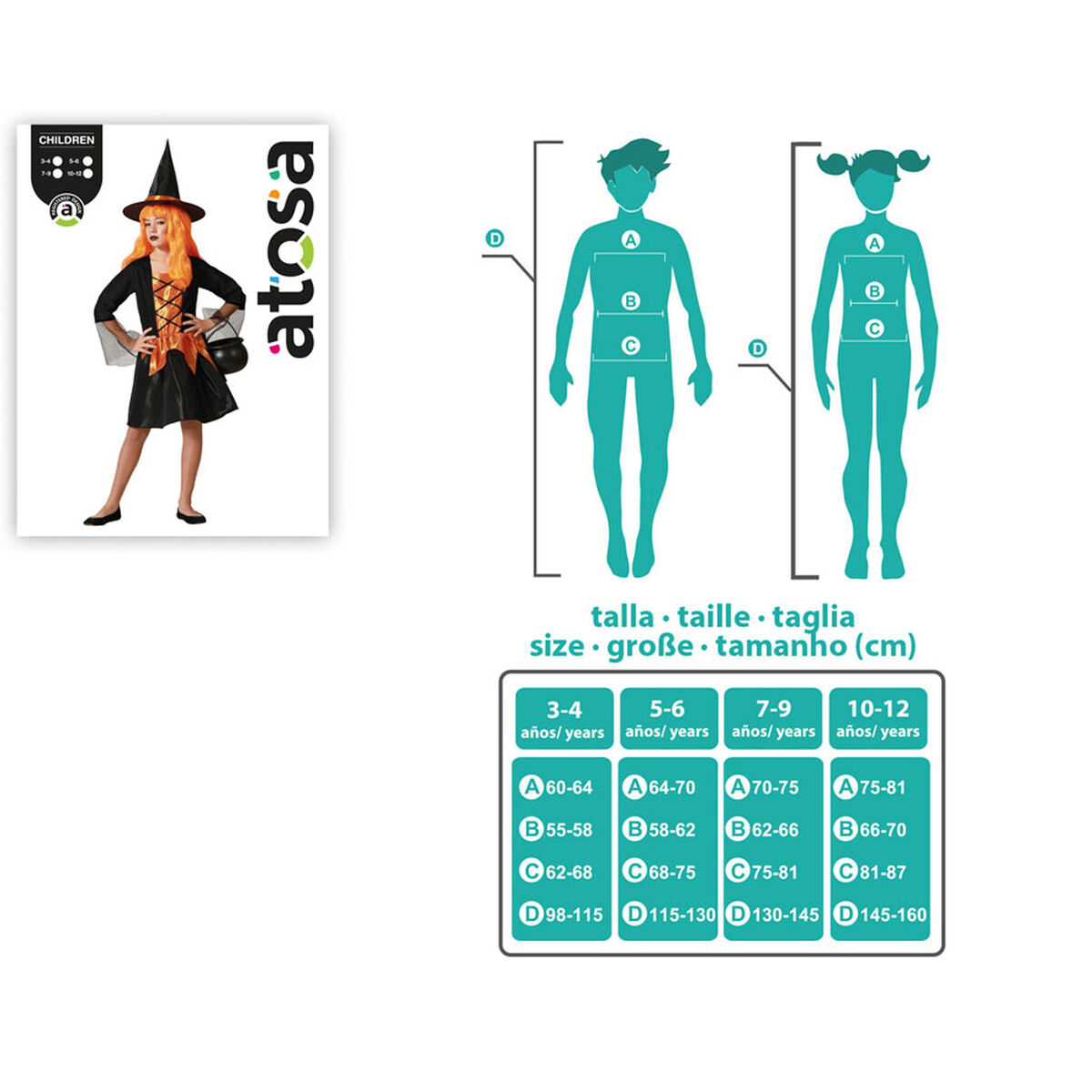 Costume for Children Orange Witch Halloween