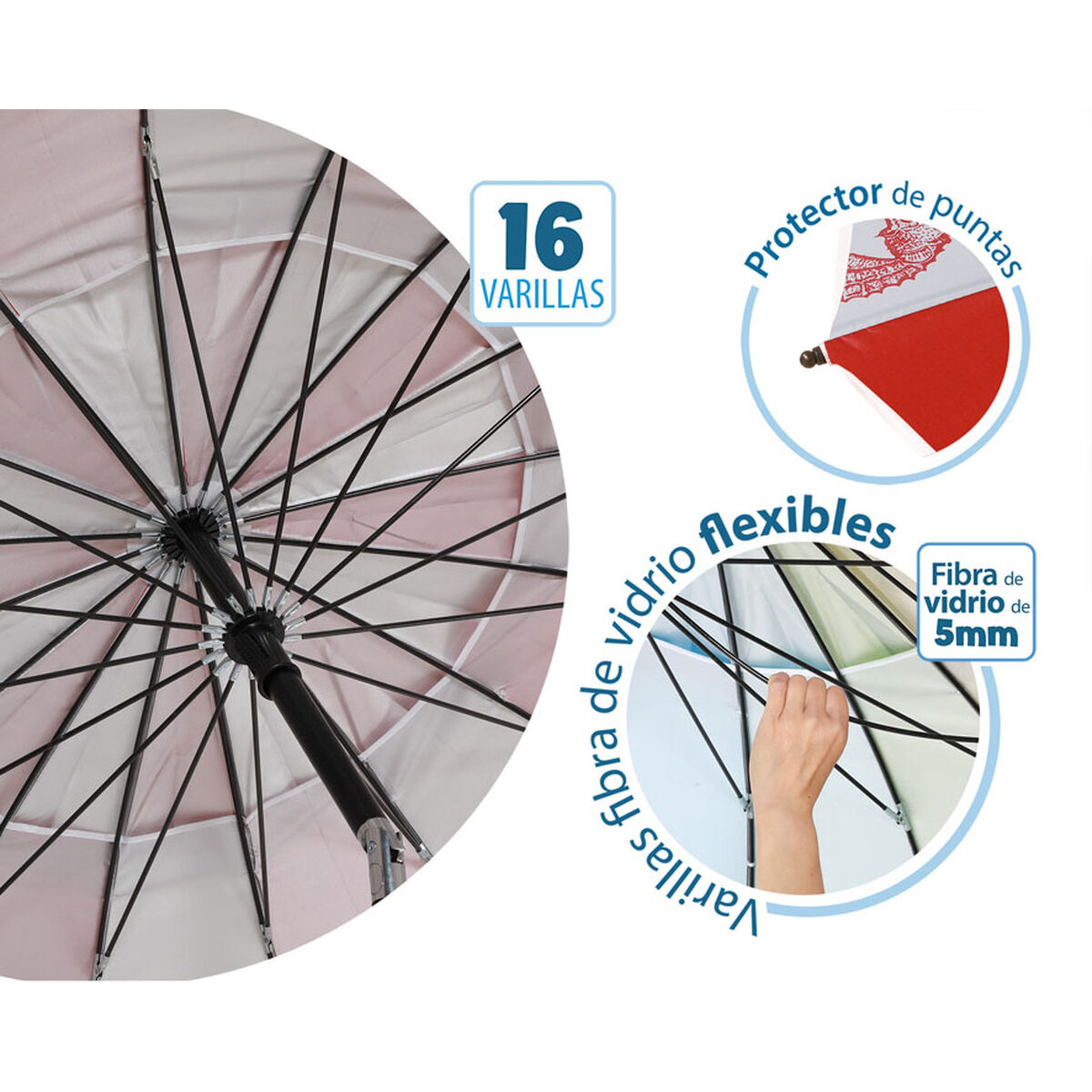 Beach parasol Red Ø 240 cm SPF50+ Navy