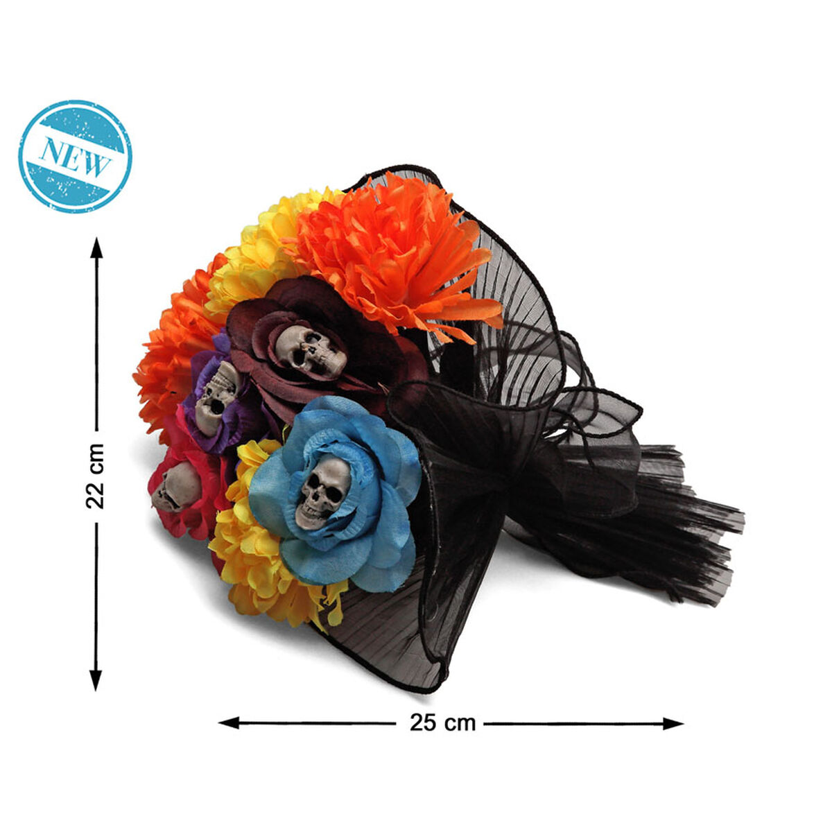 Halloween Decorations 22 x 22 x 25 cm White Red Mexican Woman Skulls Day of the dead