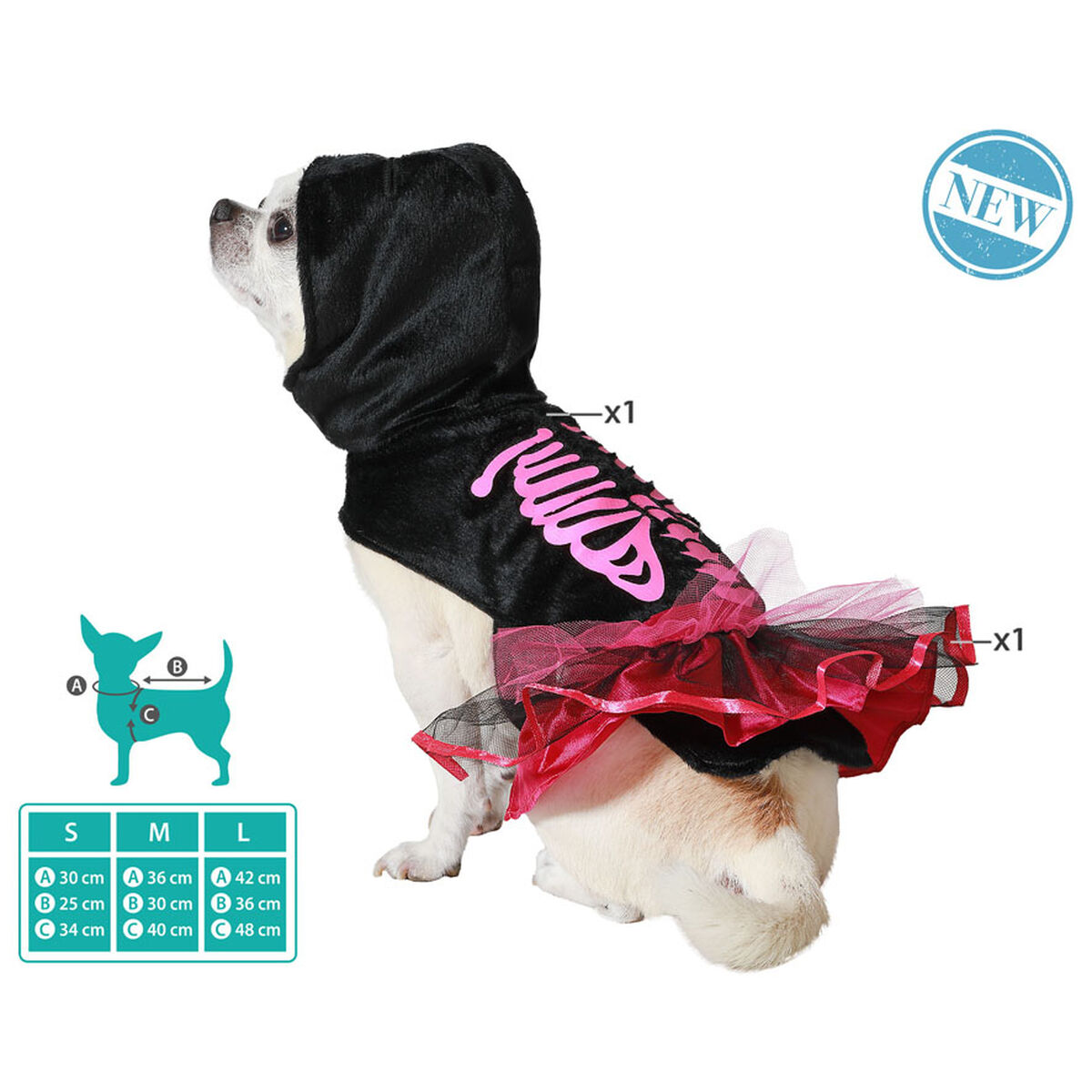 Dog Costume Pink Skeleton