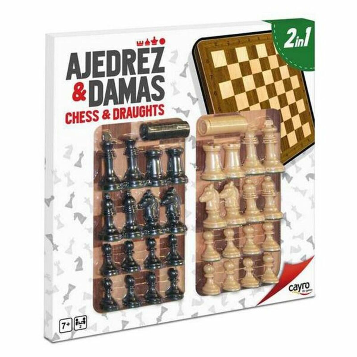 Parchs, Chess and Checkers Board Cayro Wood Plastic