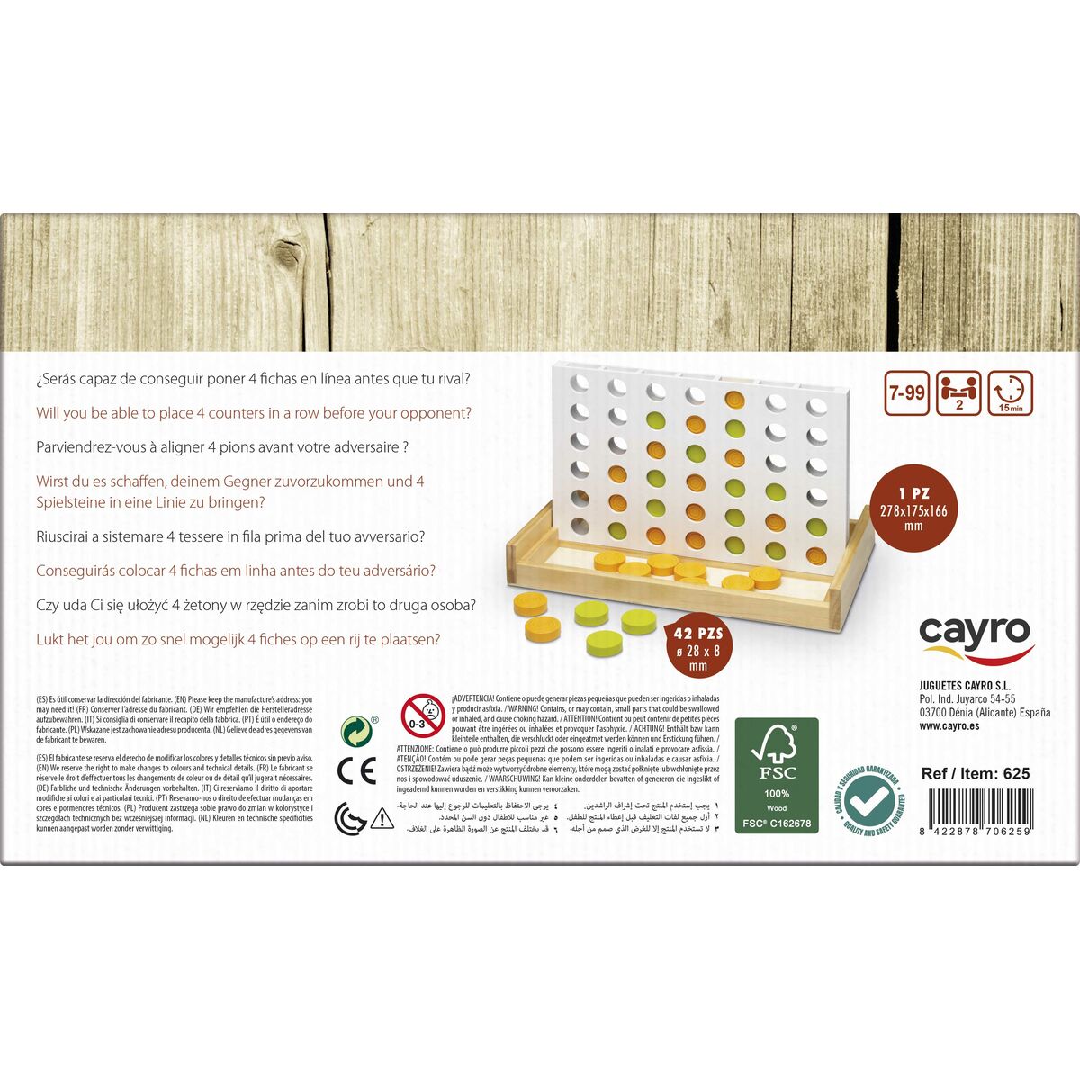 Board game Cayro 42 Pieces 4 in a Row 28,5 x 17 x 4 cm