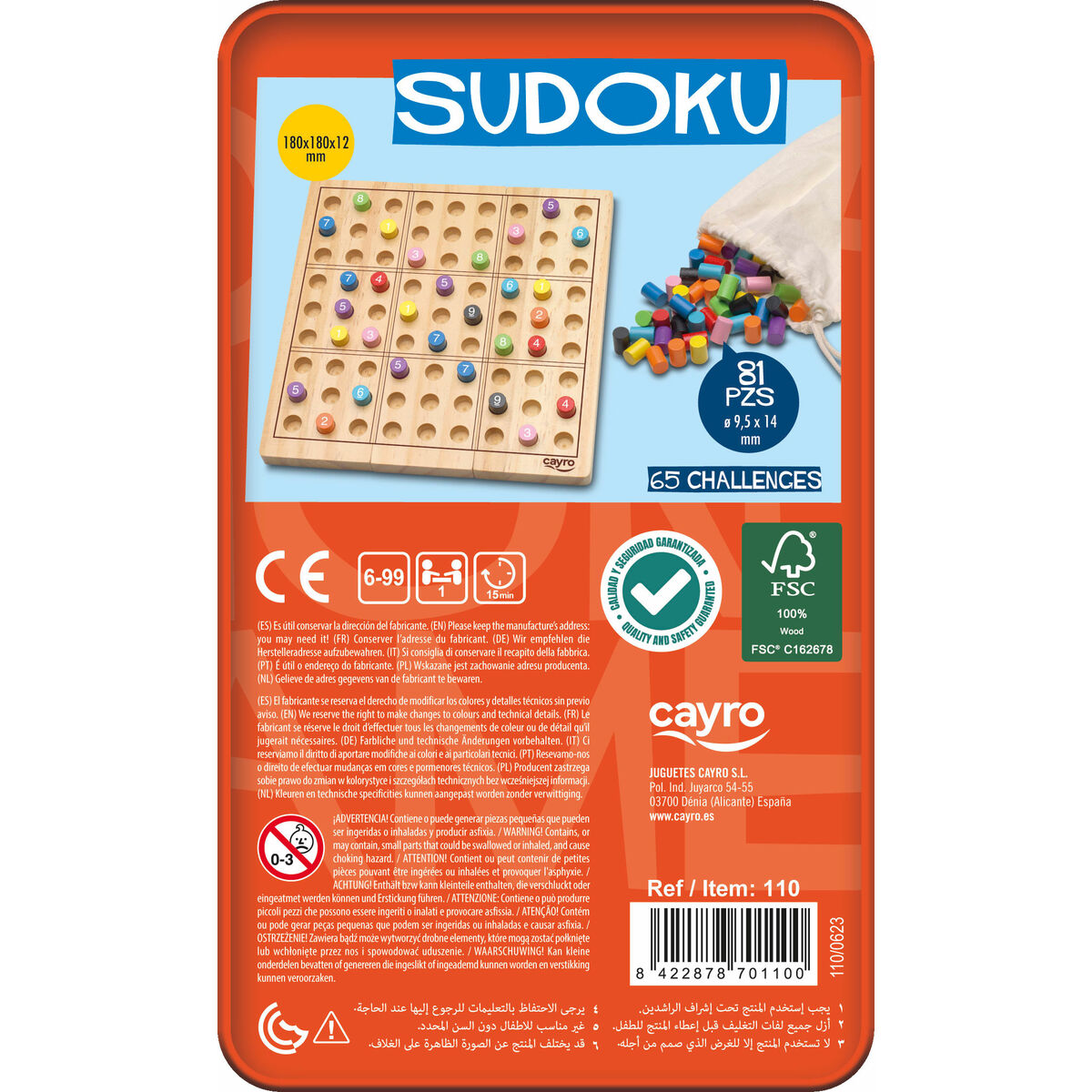 Sudoku Cayro 18 x 18 x 1,2 cm 81 Pieces