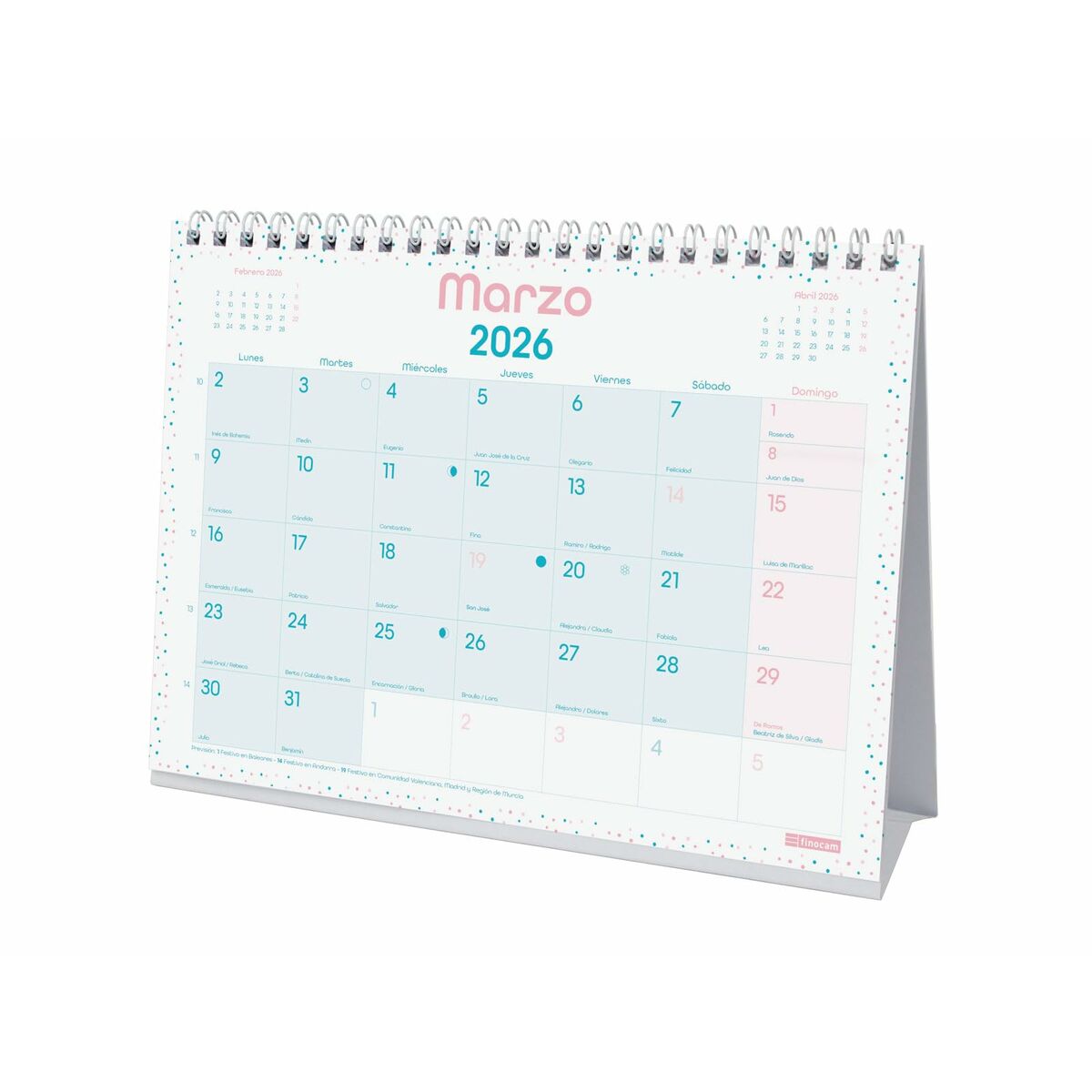 Desktop Calendar Finocam Multicolour Paper 21 x 15 cm