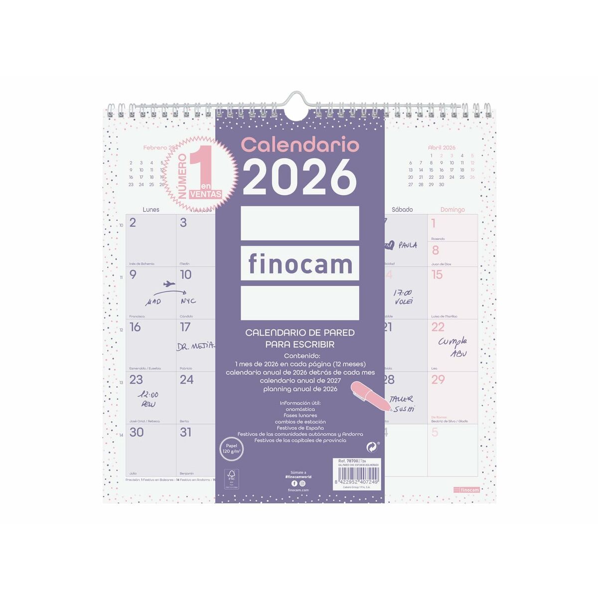 Wall calendar Finocam Multicolour Paper 30 x 30 cm