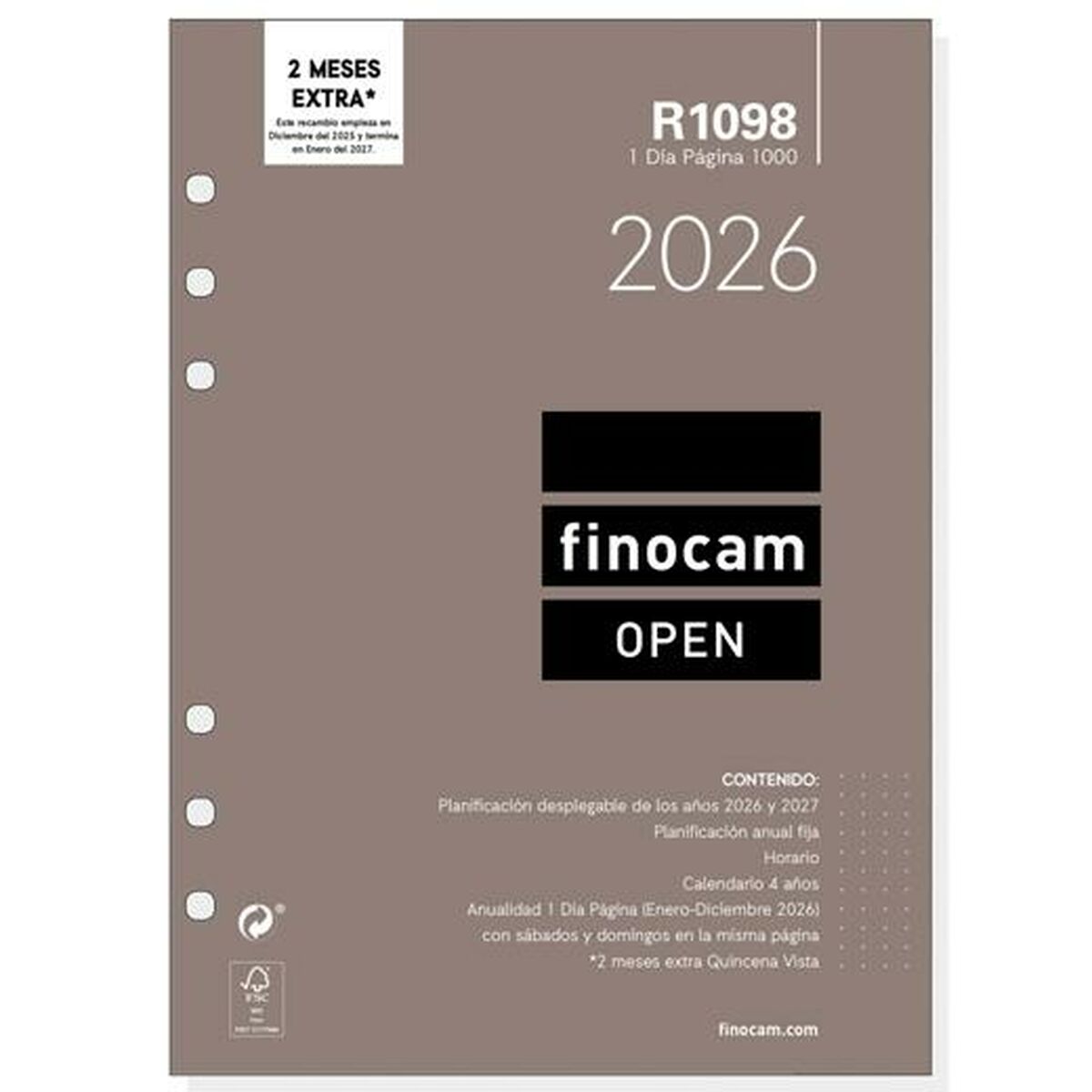Diary Refill Finocam OPEN R1098 2026 15,5 x 21,5 cm Diary Refill Finocam OPEN R1098 2026 15,5 x 21,5 cm