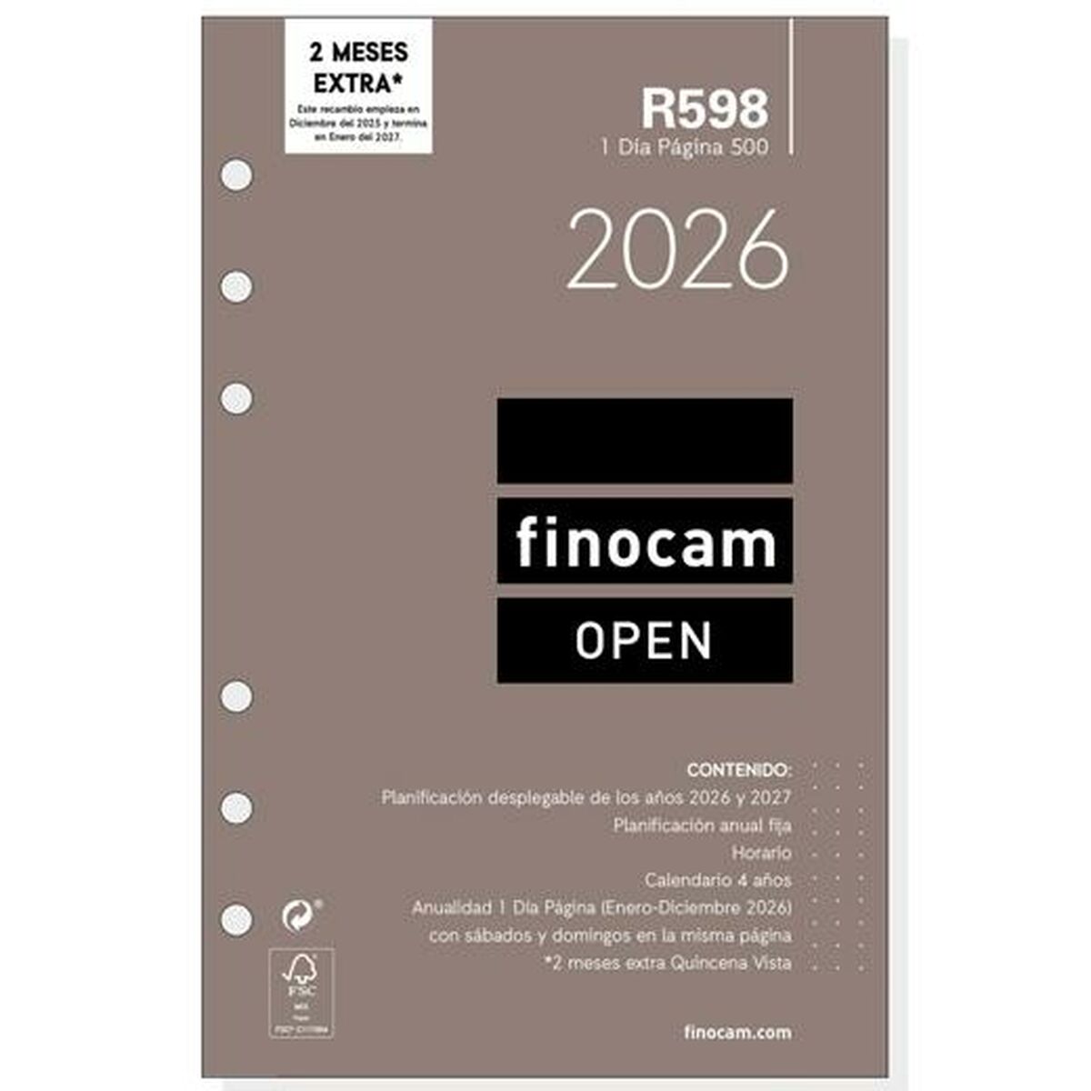 Diary Refill Finocam OPEN R598 2026 11,7 x 18,1 cm Diary Refill Finocam OPEN R598 2026 11,7 x 18,1 cm