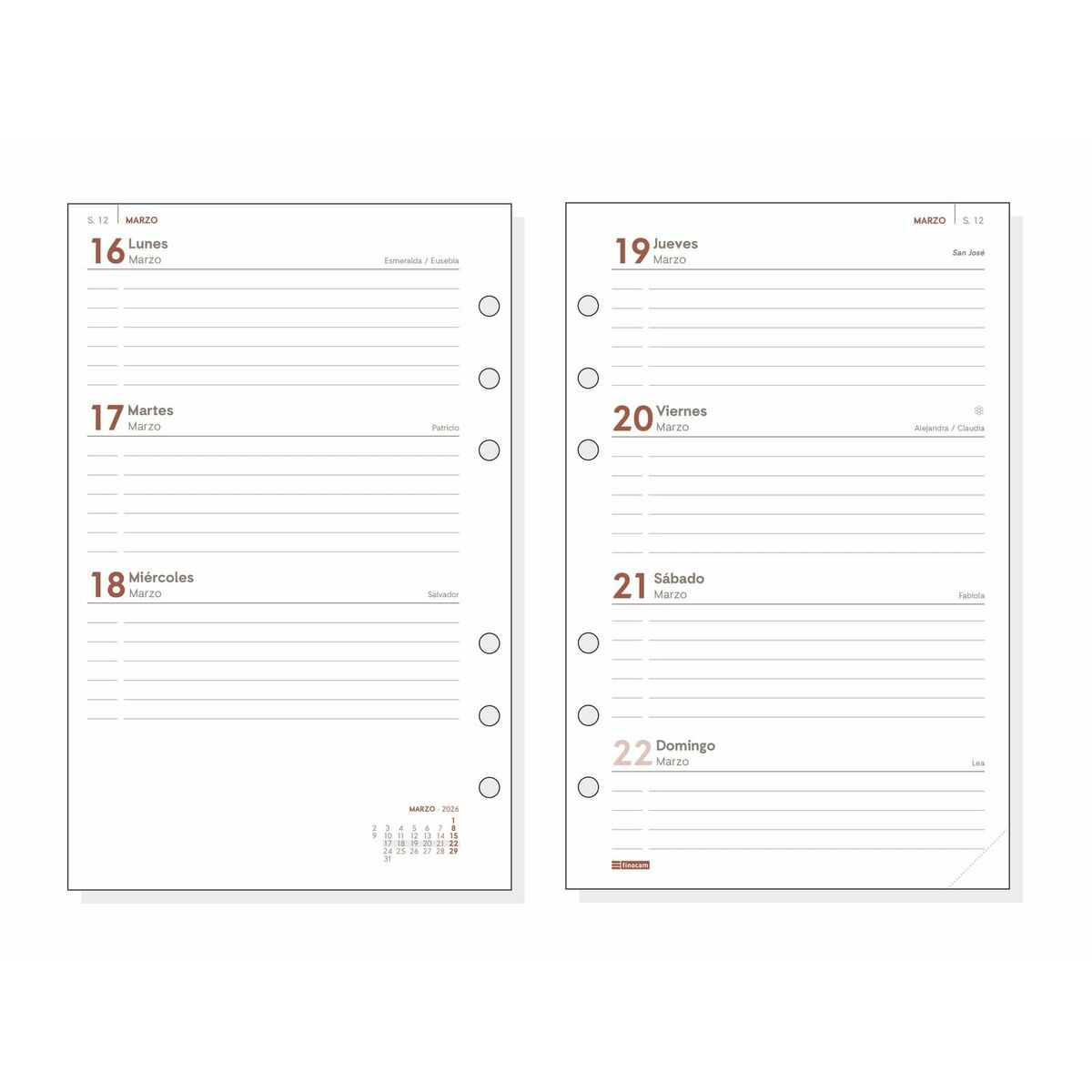 Diary Refill Finocam  OPEN R1093 2026 11,7 x 18,1 cm