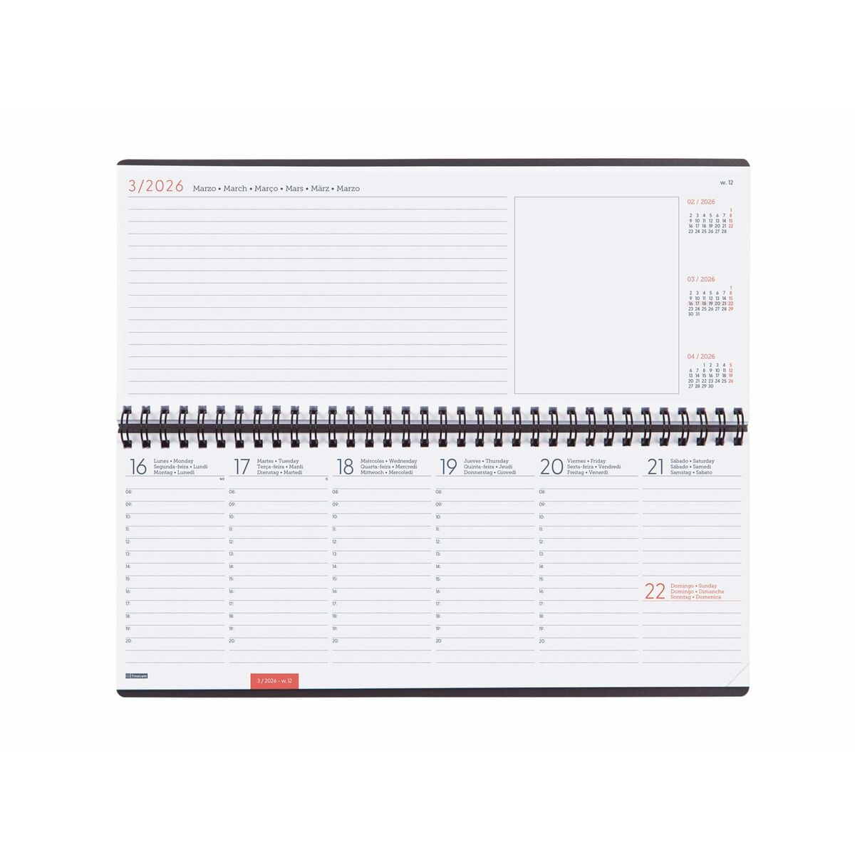Weekly Planner Finocam Grey Paper 29 x 11,6 cm