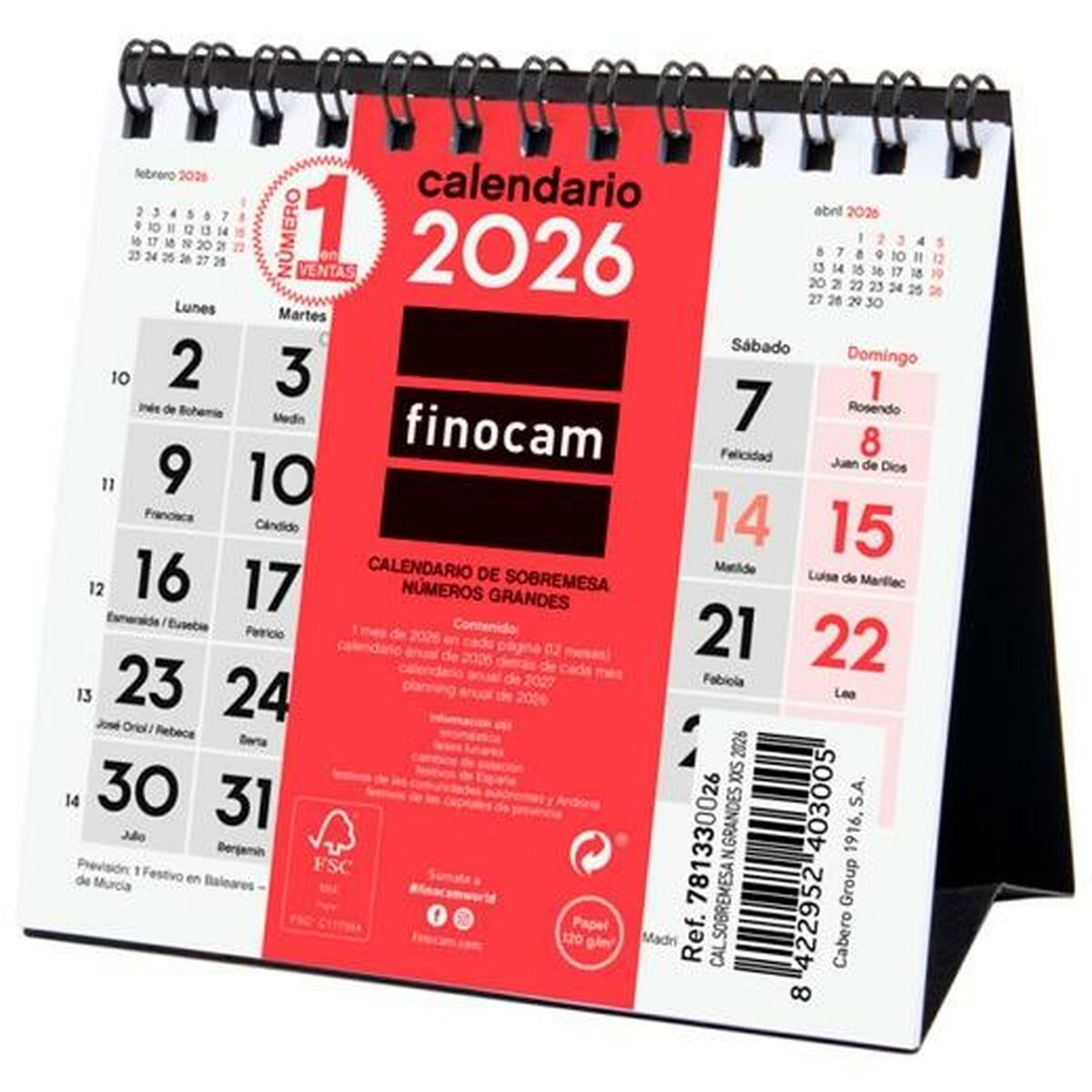 Desktop Calendar Finocam Paper 11 x 11 cm 2026